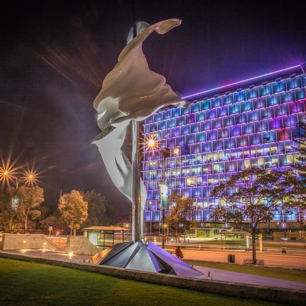 Council house light up at night