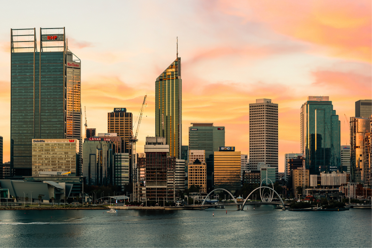 City of Perth Skyline Sunrise Header Banner