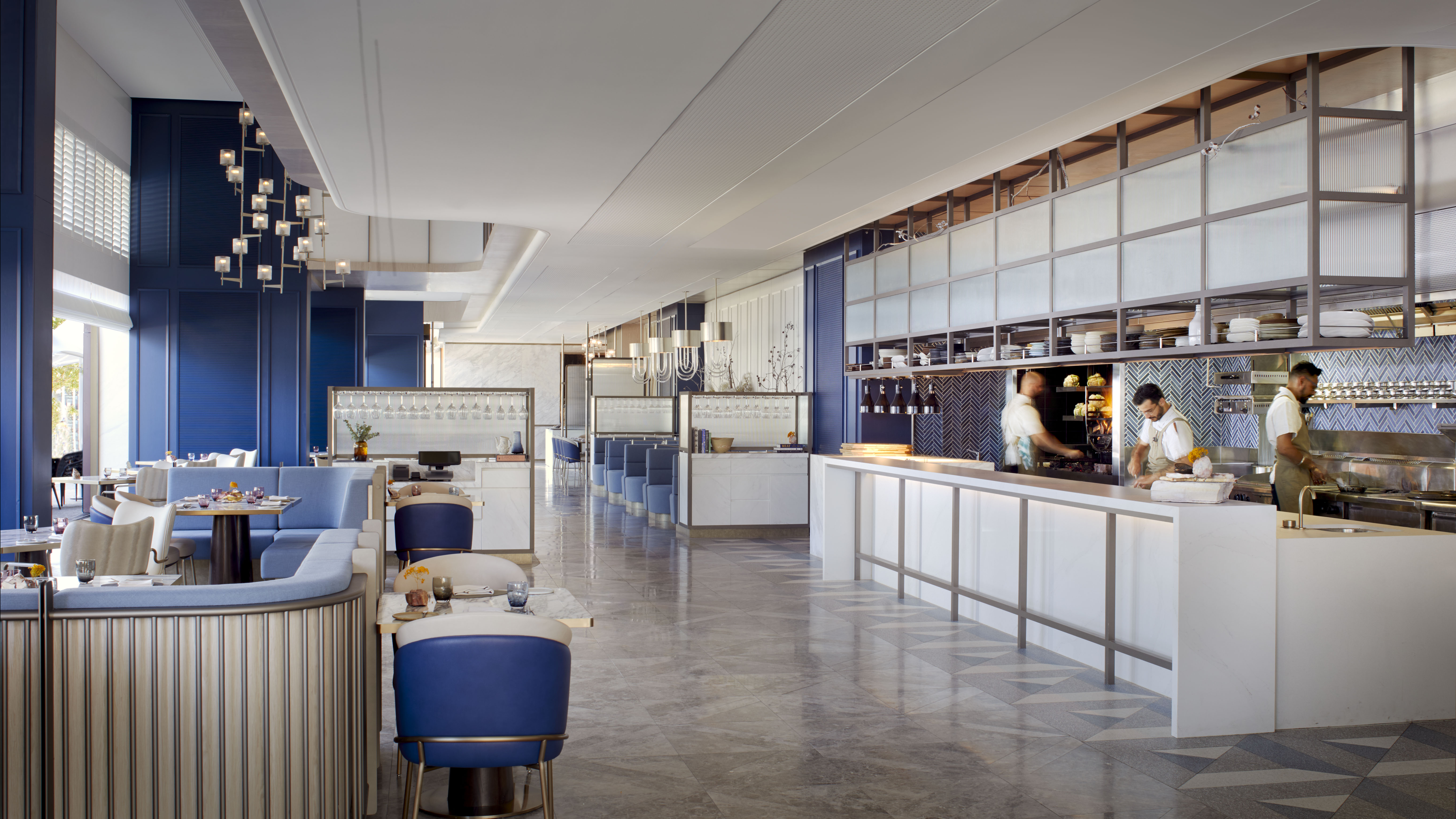 Open kitchen at Hearth Restaurant at The Ritz-Carlton Perth