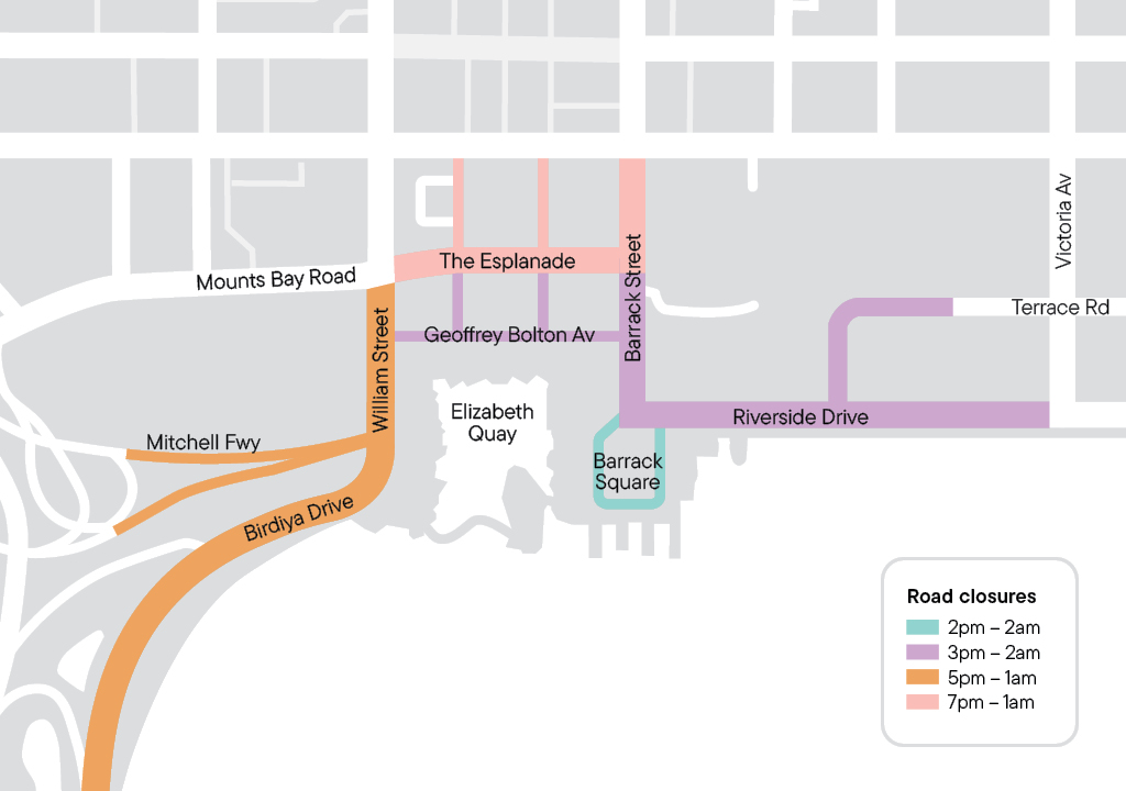 New Years Eve Road Closure Map