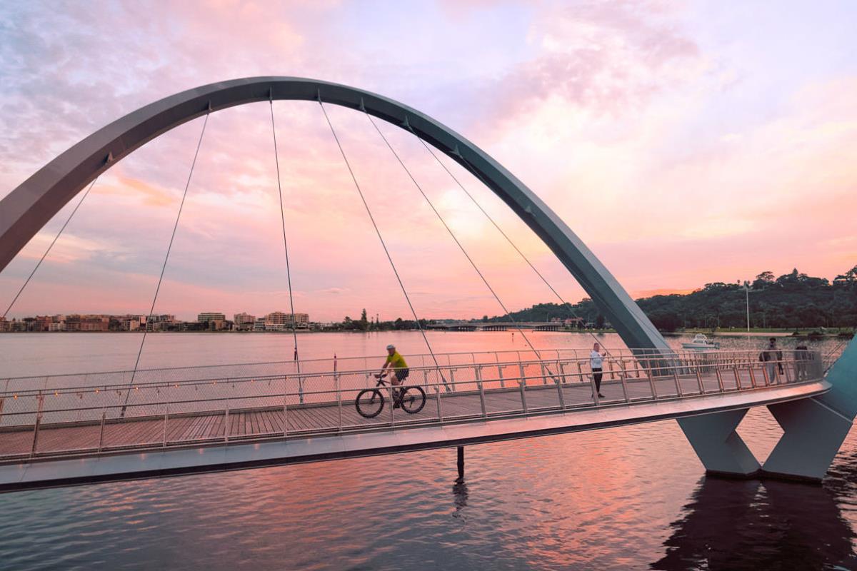 Elizabeth Quay bridge at dusk