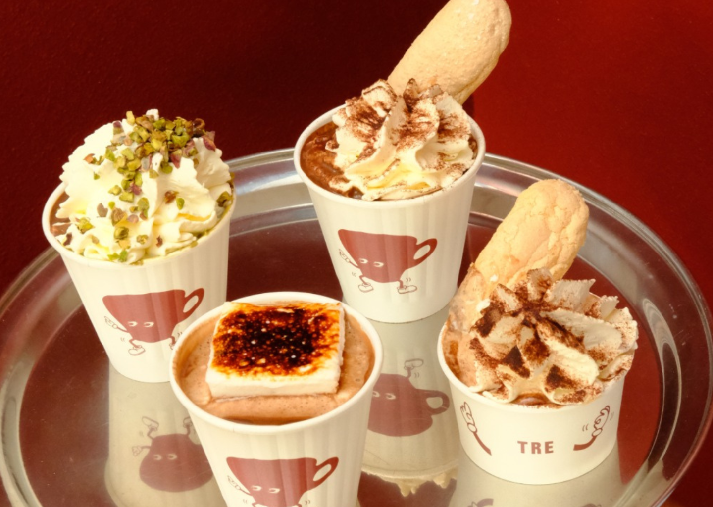 hot chocolates on tray