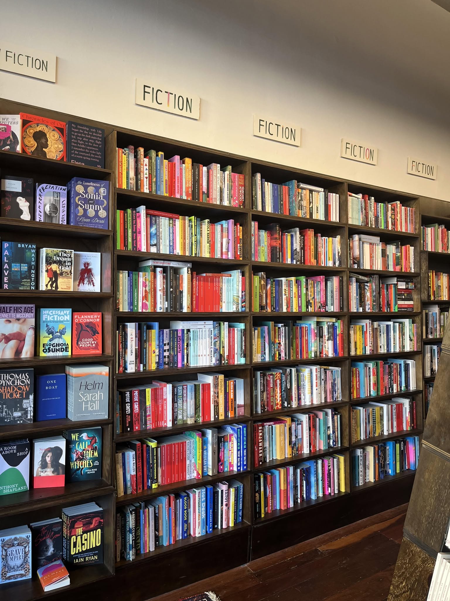 shelves of books at pigface bookstore