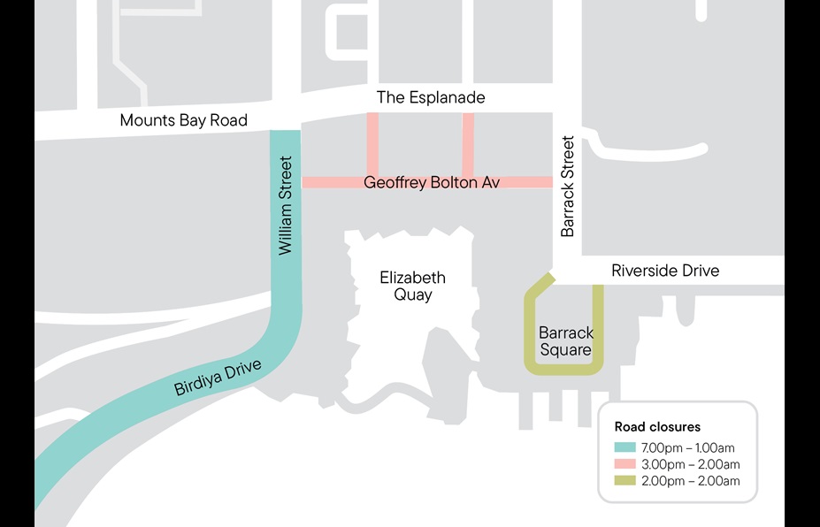New Years Eve road closure map updated Nov 2024