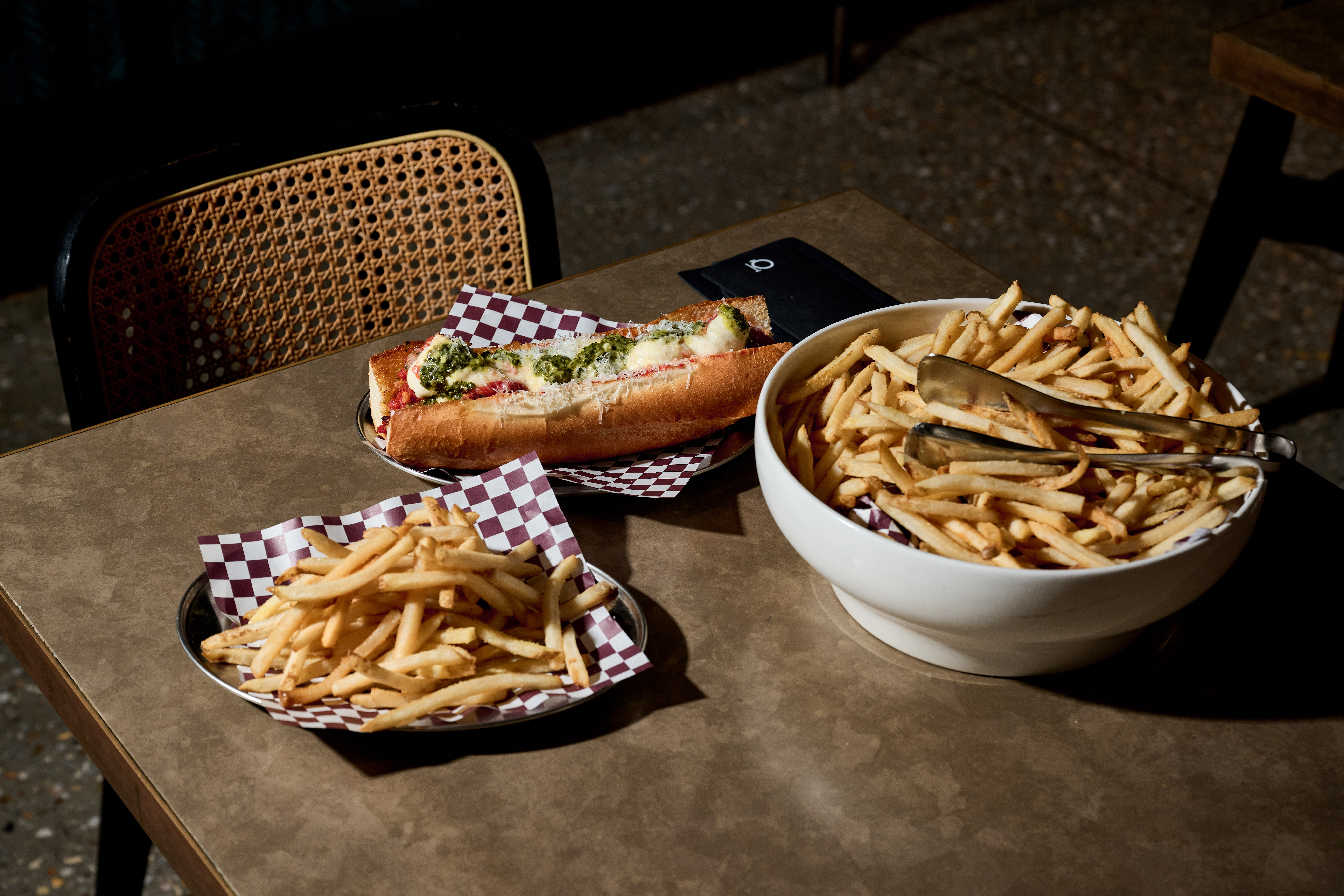 meatball sub and fries