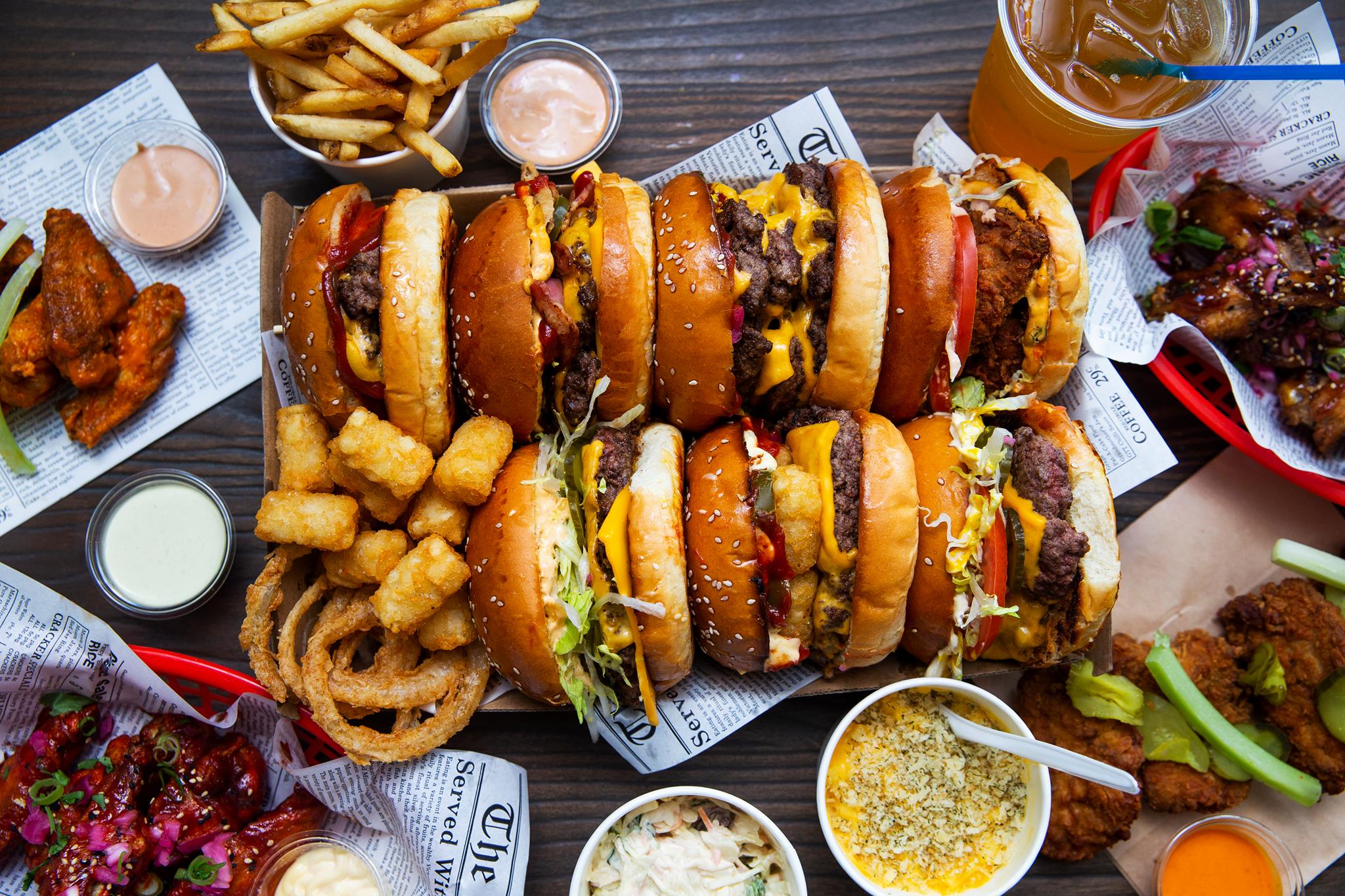 Burgers and sides