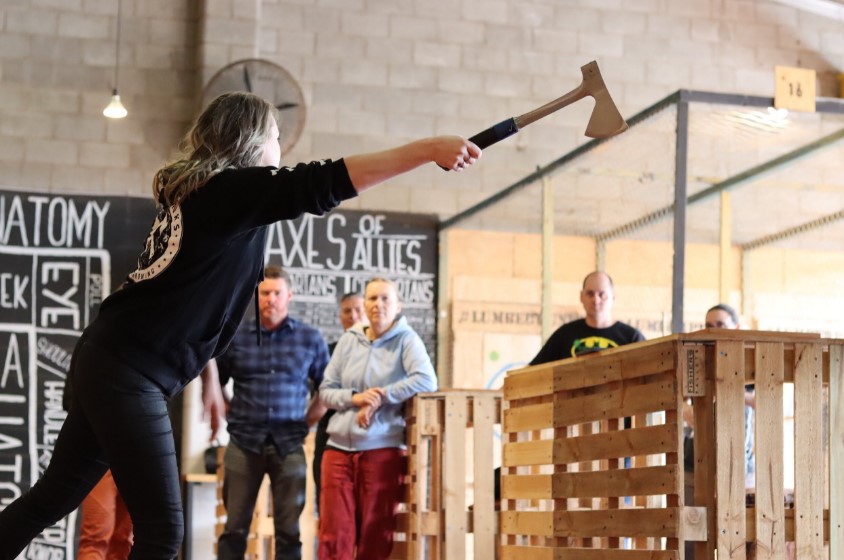 axe throwing at lumber jacks