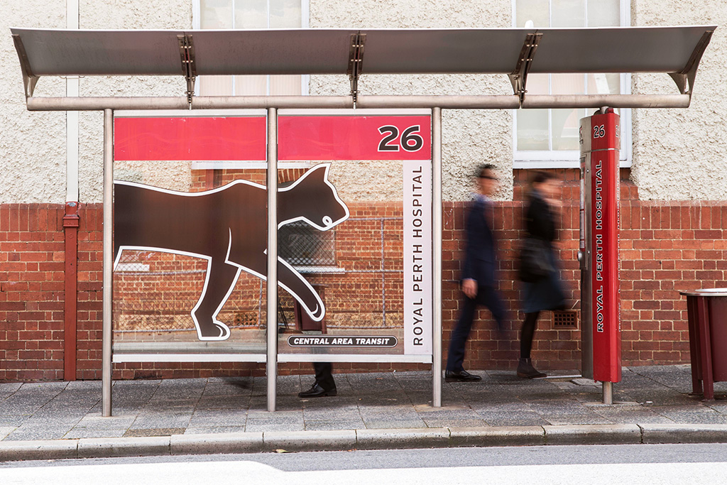 CAT bus stops have distinctive stands