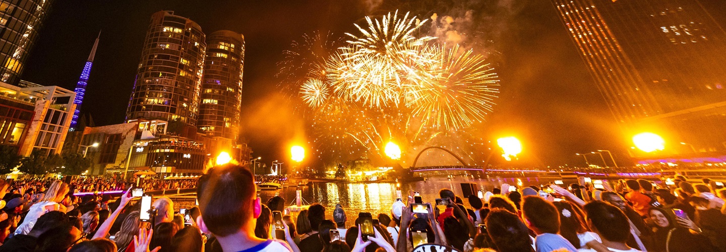 New Year's Eve fireworks at Elizabeth Quay