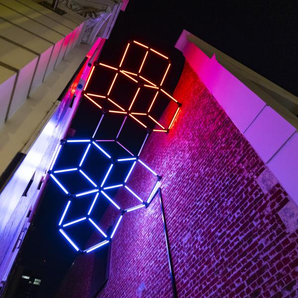 The Wolf light installation in Wolf Lane