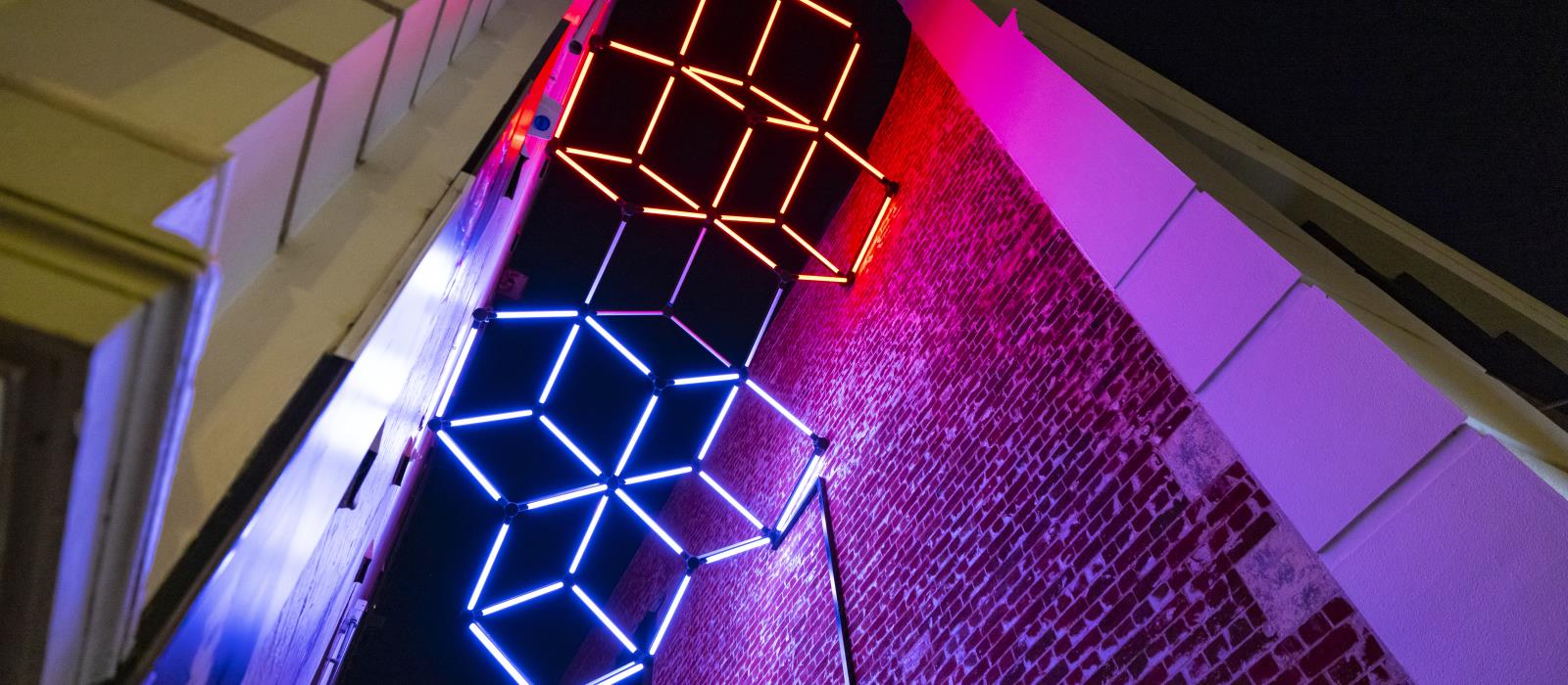 The Wolf light installation in Wolf Lane