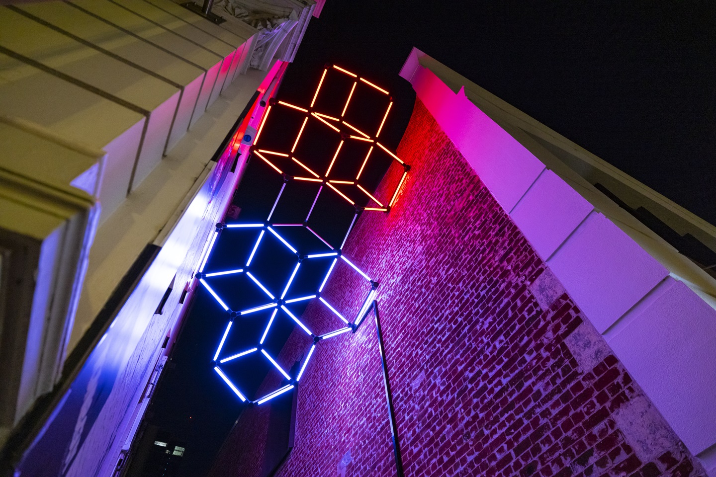 The Wolf light installation in Wolf Lane